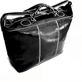 Floto Medium Piana Tote Black Italian Leather Luggage Weekend Bag