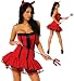 #1 * Kostüm Teufelin 4-teiliges Set in Größe 34-36 bestehend aus Kleid, Dreizack, Hörner und String Karneval Fasching Fassenacht Halloween