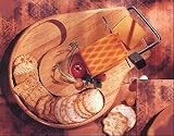 Beechwood Round Contoured Cheese Tray with Slicer