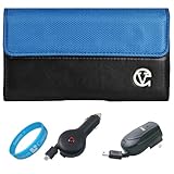 Blue & Black Portola Leather Carrying Holster with Fixed Belt-Clip and Magn ....