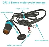 Motorcycle Battery Wire Harness Lighter Connector Charger for Gps Units Like Magellan Garmin Tomtom Lowrance Motorola Cellular Iphone 2g 3g 3gs Blackberry Nokia Mp3 Player Sirius Satellite Radio