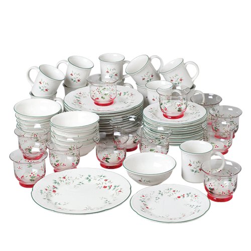 Pfaltzgraff Winterberry 48-Piece Dinnerware Set, Service for 12 with Bonus 12-Piece Votive Lighting Set
