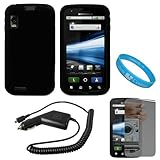 Black Rubberized Protective Gel Silicone Skin Cover Case for AT&T New Motor ....