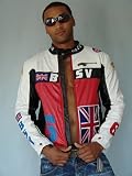 Bikerjacke - Championship im UK-Style - Lederjacke im typischen Motorrad-Outfit (white/red Style) - 50 - L