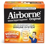 Airborne Vitamin C 1000 mg Immune Support Supplement, Effervescent Formula, Orange, 30 Count