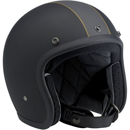 Biltwell Bonanza Racer Open Face Helmet Flat Black Gray Gold Large Biltwell Bonanza Racer Open Face Helmet Flat Black Gray Gold Large