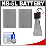 (2) Power2000 NB-5L Rechargeable Batteries with Spudz + Cleaning Kit for Ca ....
