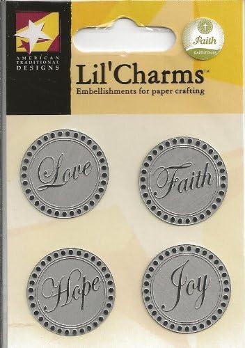 Faith Words Silver Tone Lil' Charms Metal Charms for Scrapbooking (LC0274)