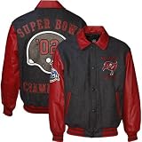 NFL Tampa Bay Buccaneers Charcoal Wool/Leather Super Bowl Champions Commemorative Jacket (X-Large)