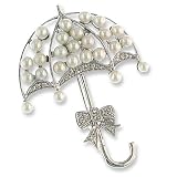 14K White Gold Diamond Umbrella Pin