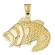14K Yellow Gold Bass Pendant - 6.8 grams