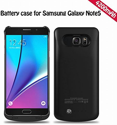 Power Charger Case for Samsung Galaxy Note 5,with 4200mah Full Capacity Battery Size,extended Charging Case Battery Pack,backup Power Bank Case for Note5 (Black)