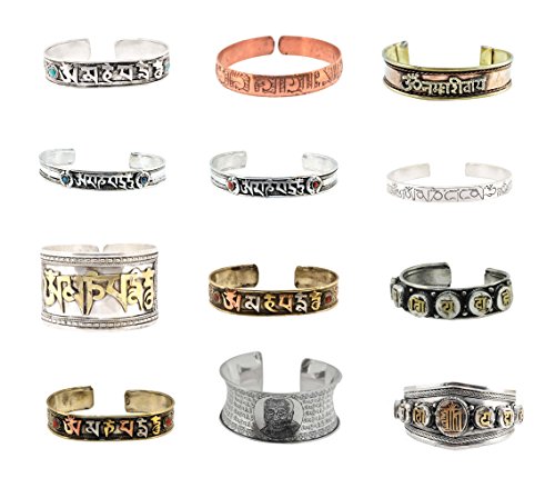 Om Mani Padme Hum Tibetan Yoga Meditation Mantra Cuff Bracelet