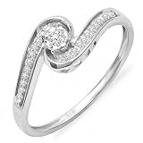 0.20 Carat (ctw) 10k White Gold Round Diamond Ladies Swirl Promise Engagement Ring 1/5 CT