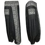 HIPPIE künstlerischen Gegend gypsy yoga Belly Dance Art Thai harem Stamm baggy Fisherman Hosen [Navy-Blue]