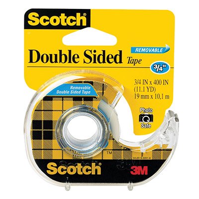 Scotch Double Sided Removable 667 Office Tape, 3/4 x 400 in dispenser MMM667