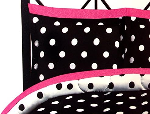 Black White Pink Polka Dots Twin Comforter, Sheets, Pillow Cases Bedding Set and Exclusive Linens N Beyond LED Simple Touch Key Chain
