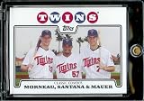 2008 Topps Baseball Cards # 287 Justin Morneau / Johan Santana / Joe Mauer - Minnesota Twins - MLB Baseball Trading Card in a Protective Screw Down Display Case