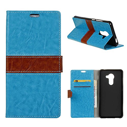 MOONCASE Vodafone Smart Platinum 7 Case, Hit Color Magnetic Closure Flip Leather Folio Wallet Card Pouch Kickstand Case Cover for Vodafone Smart Platinum 7 Blue