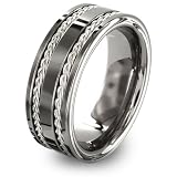 Tungsten Carbide Ring with Sterling Silver Rope Inlay (8.0mm)