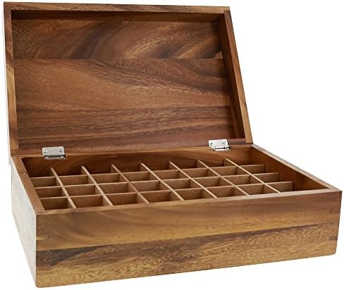 Zenxoilz Acacia Hardwood Essential Oil Box, 40 Compartment