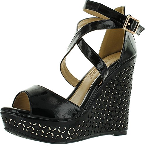 Dbdk Cree-3 Womens Ankle Strap Crossing Platform Wedge Sandals