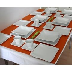 Tafelservice Cannes 12 Personen Geschirr aus Porzellan Geschirr wei� neu sch�ne Teller