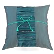 Handmade Deluxe Cushion Cover / Pillow Sham In Teal Blue With Silky Turquoise Fusion Filigree Detail