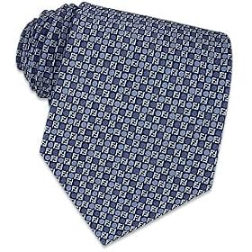 Fendi Blue Logoes and Dots Printed Silk Tie