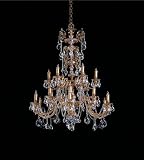 Crystorama Ornate Cast Brass Chandelier Accented with Golden Teak Polished Crystal - Olde Brass