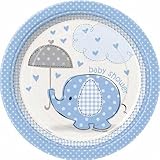Blue Elephant Baby Shower 7" Cake/Dessert Plates, 8 Count