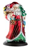 Thomas Pacconi Hand-Painted Glass 10-Inch Santa Figurine With Wood Base