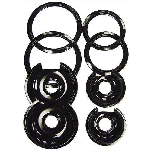 Childrens Toyshop  Tools & Hardware : Porcelain Drip Pans and Trim Rings for GE Hotpoint Electric Stoves with Hinged Elements 8-pc. Set - Black