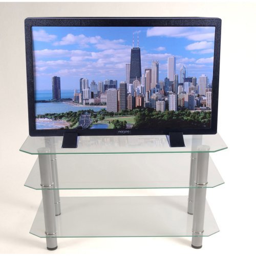 Walker Edison 42-Inch Glass and Metal TV Stand, Black