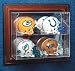 Wall Mountable 4 Mini Helmet Display Case with NFL Engraved Team Logo (Wood)