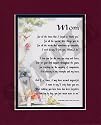 "Mom" Touching 8x10 Poem, Double-matted In Burgundy/Dark Green And Enhanced With Watercolor Graphics.