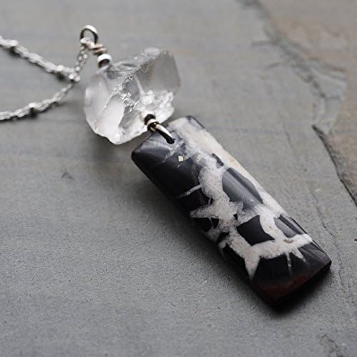 Modern black and white natural stone necklace