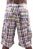 TRUE RELIGION Plaid Cargo Trunks Board Mens Swim Trunks Boardshorts