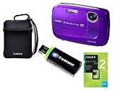 Fujifilm Finepix Z37 10MP Digital Camera bundle with 3x Optical Zoom and 2.7 inch LCD, includes 2GB Fuji Memory Card, Transcend Card Reader and Reversible Neoprene Case (Purple)