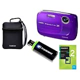Fujifilm Finepix Z37 10MP Digital Camera bundle with 3x Optical Zoom and 2.7 inch LCD, includes 2GB Fuji Memory Card, Transcend Card Reader and Reversible Neoprene Case (Purple)