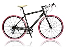 完全組立/A.N.DESIGN 自転車『ロードレーサー/DR4814ALS　マットブラック/ピンク』700&times;28C/14段変速