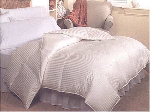 Royal Hotel 900 Thread Count Silk Down Queen Comforter 50oz Crème Stripe Full