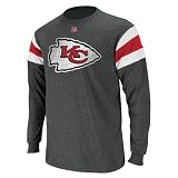 NFL Men's Kansas City Chiefs End Of Line III Long Sleeve Crew Neck Overdyed Tee (Charcoal/White/Red, Large)
