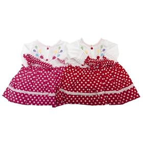Baby Girls Spot Design Dress, Cardigan and Headband Set (3-6 Months) (Pink)