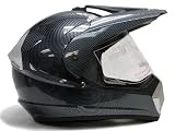 Carbon Fiber Motocross Dirt Bike MX ATV UTV Dual Sport Hybrid Helmet DOT with Shield (Large)