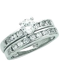 Sterling Silver Cubic Zirconia Ring Set Size 8