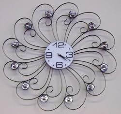 Mirror Abstract Swirl Ornate Wall Mount Clock Glass