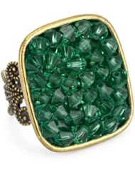 Liz Palacios "Arco Iris" Emerald Swarovski Elements Square Adjustable Ring