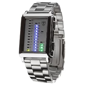 Detomaso Binary Led Watch Spacy Timeline Stainless Steel Bracelet Silver G-30723A