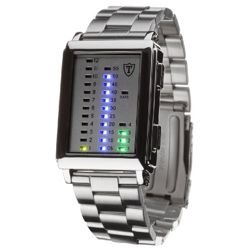 DETOMASO Binär LED-Uhr Spacy Timeline Edelstahlarmband Silber G-30723A